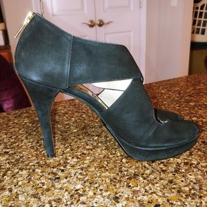 MICHAEL Michael Kors black suede platform peep toe